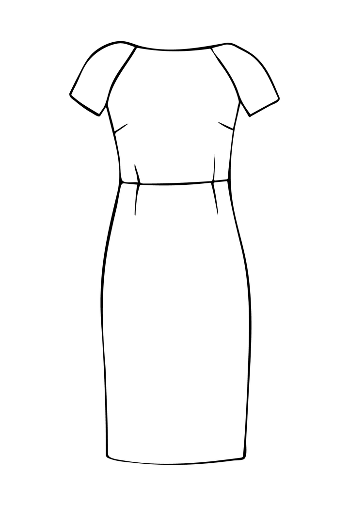 Hepburn Shibumi dress with straight neckline.