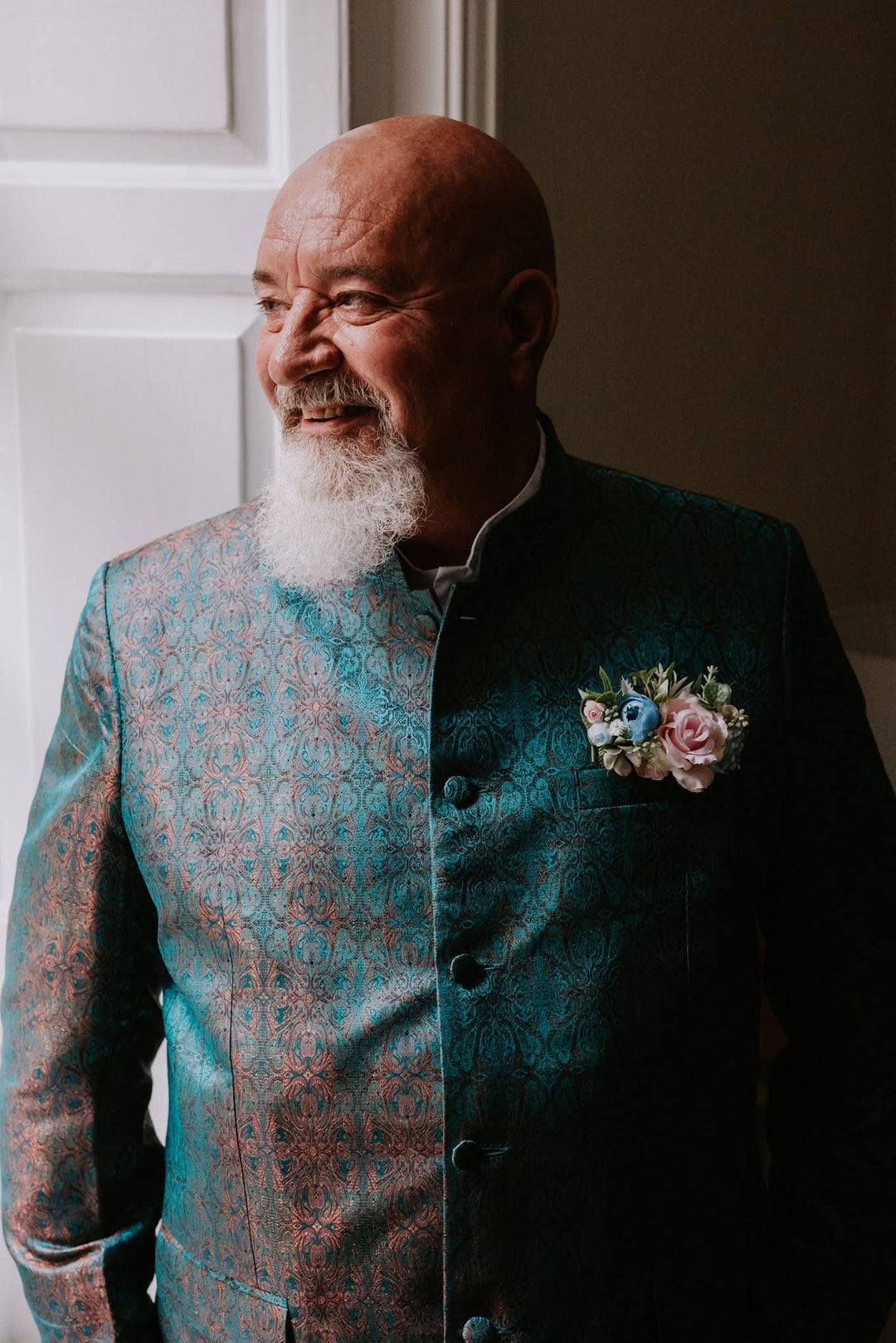 Mens Nehru Jacket in Royal Jacquard