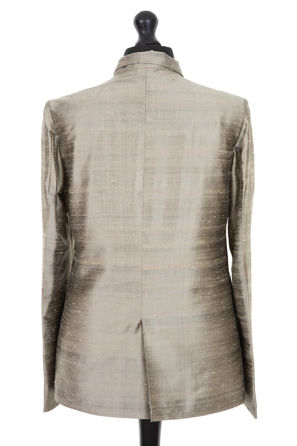 Silver jacket for men. Raw silk classic blazer.