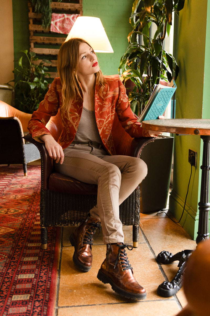 short shibumi jacket in marmalade