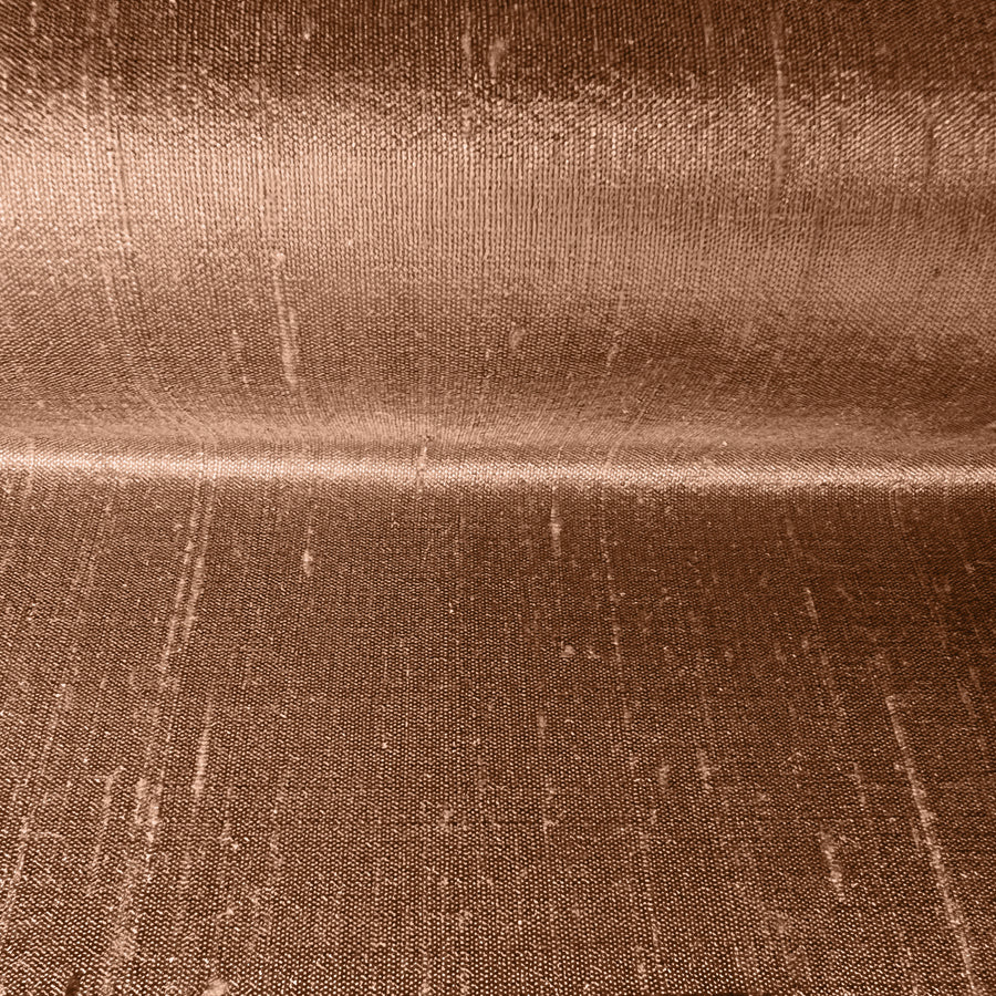Coffee coloured raw silk fabric.