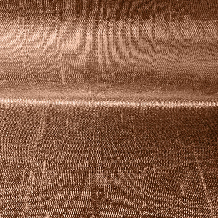 Coffee coloured raw silk fabric.