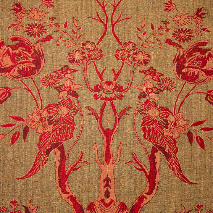 cashmere fabric with red flowers