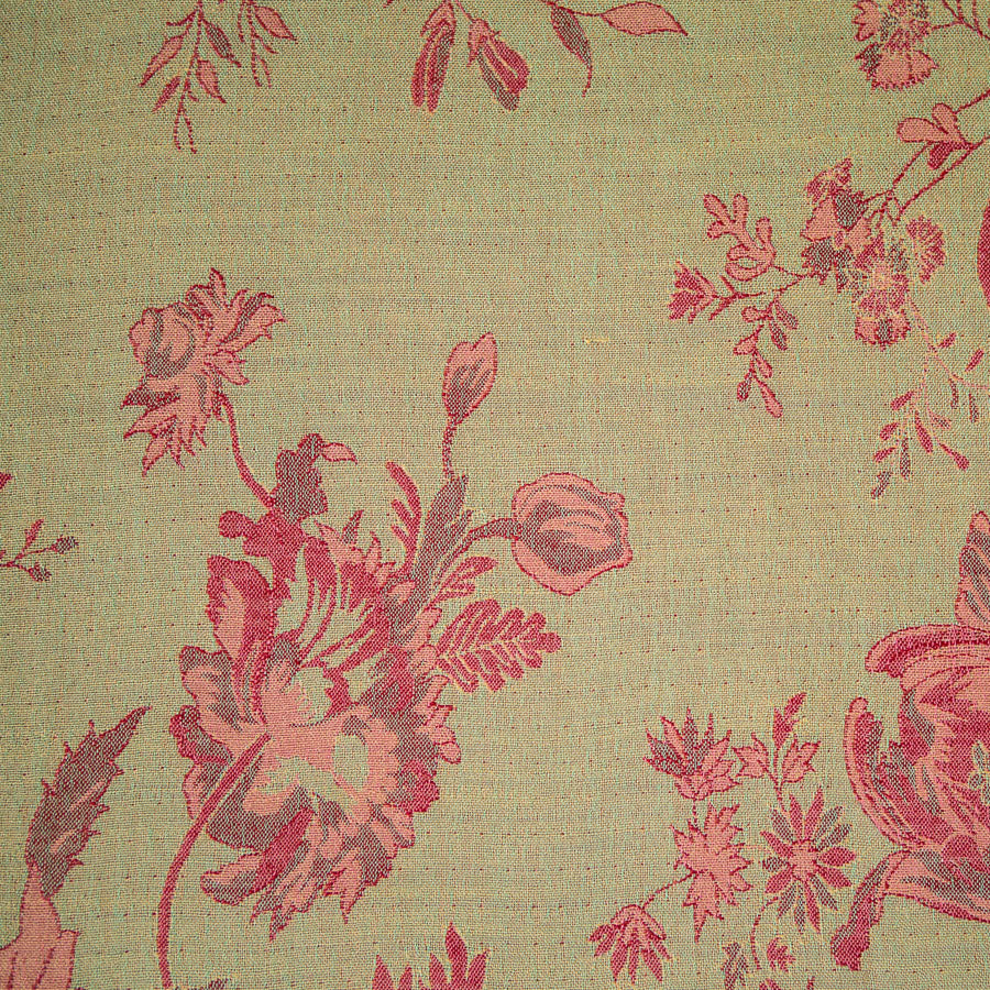 green fabric with red flowers