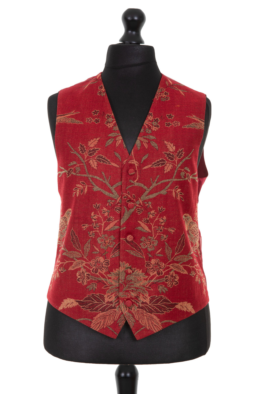 Red floral cashmere waistcoat. Classic style waistcoat for men. Handmade from cashmere.