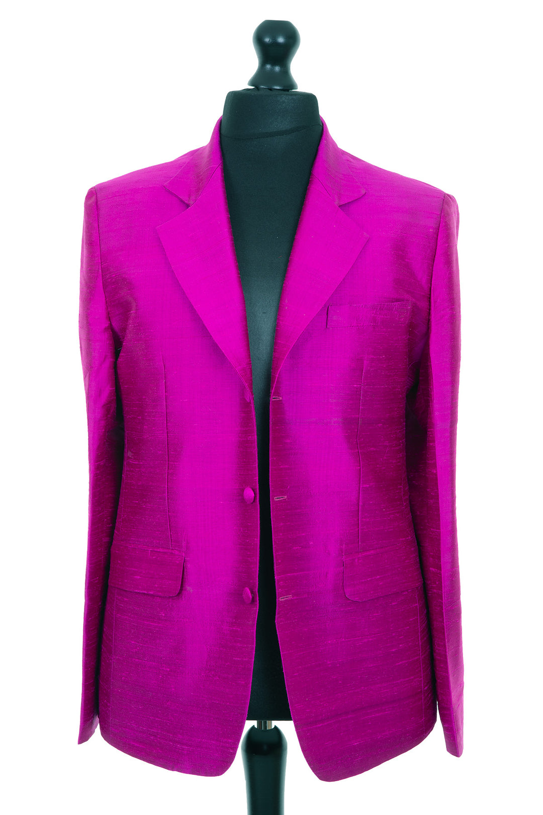 Straight cut men's blazer in dark pink.