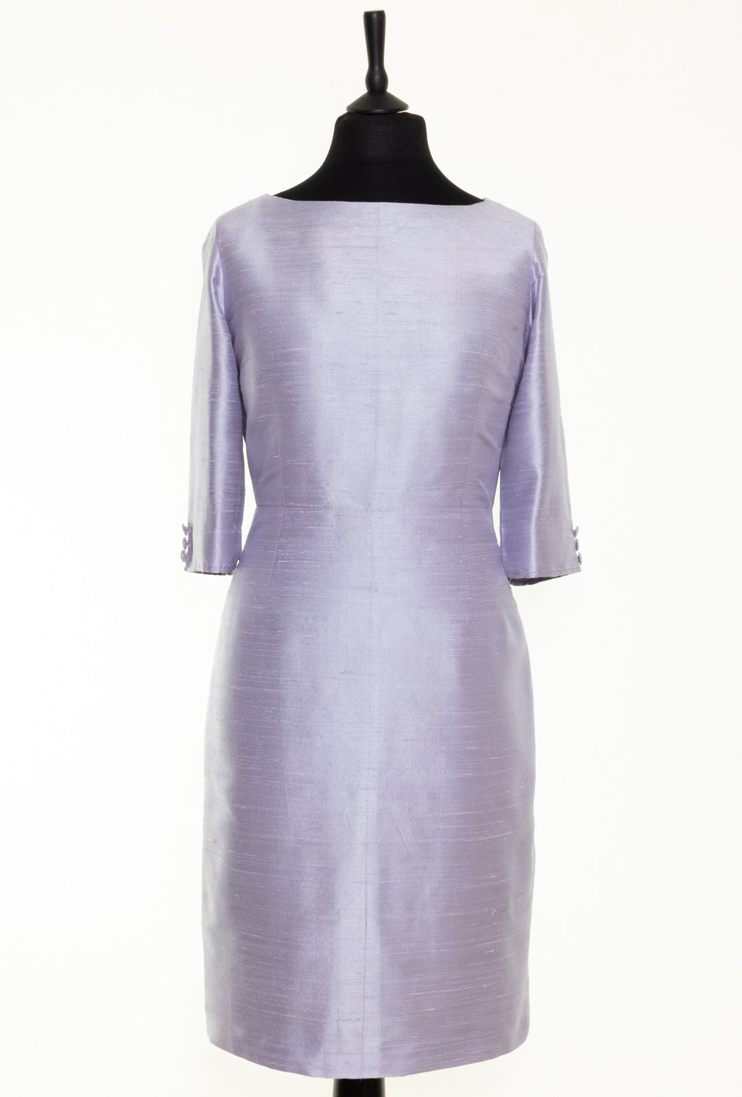 Lilac silk dress with bateau neck. Mother of the bride silk dress in lilac.