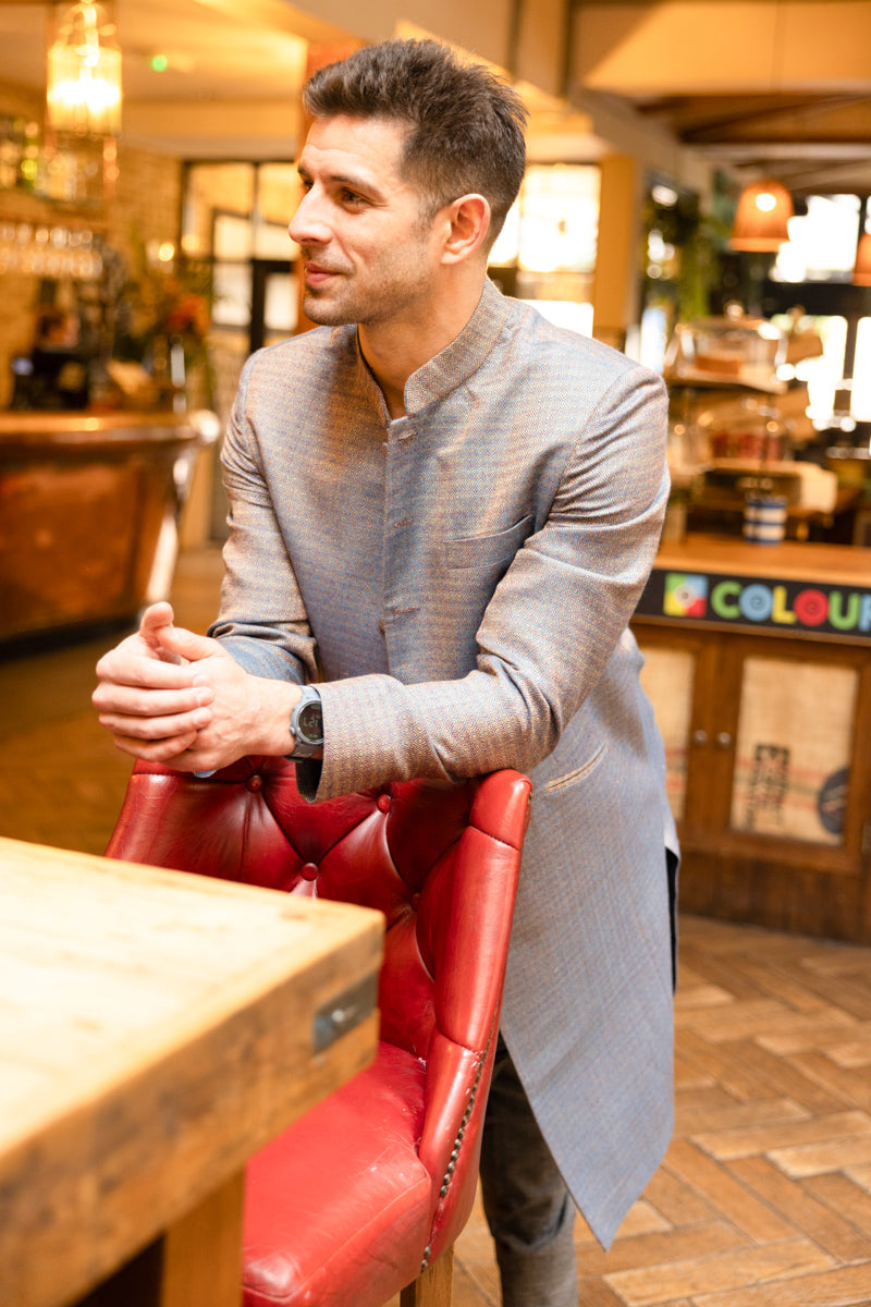 below the knee men's coat, handmade from cashmere and silk