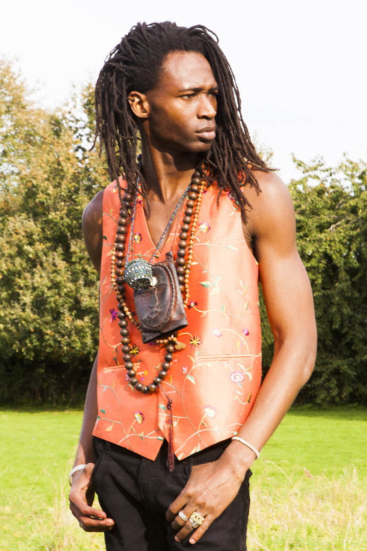 Mens Waistcoat in Atomic Coral