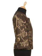 side view of a women's short brown jacket 