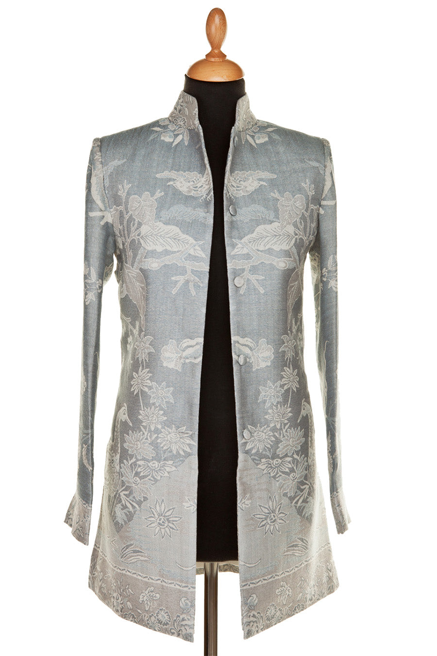 Shibumi Long Nehru Cashmere Jacket in Wedgwood