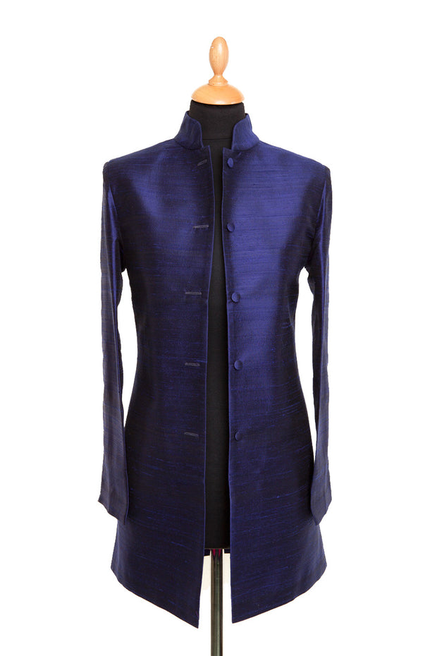 Long Nehru Jacket in Midnight Blue