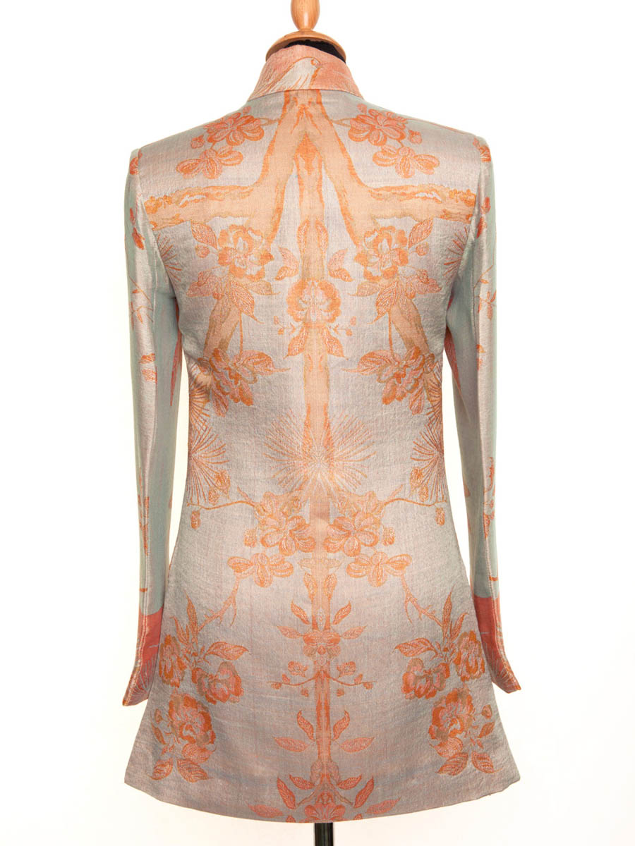 Wedding day outfit for women. Handmade cashmere jacket with tree of life pattern.