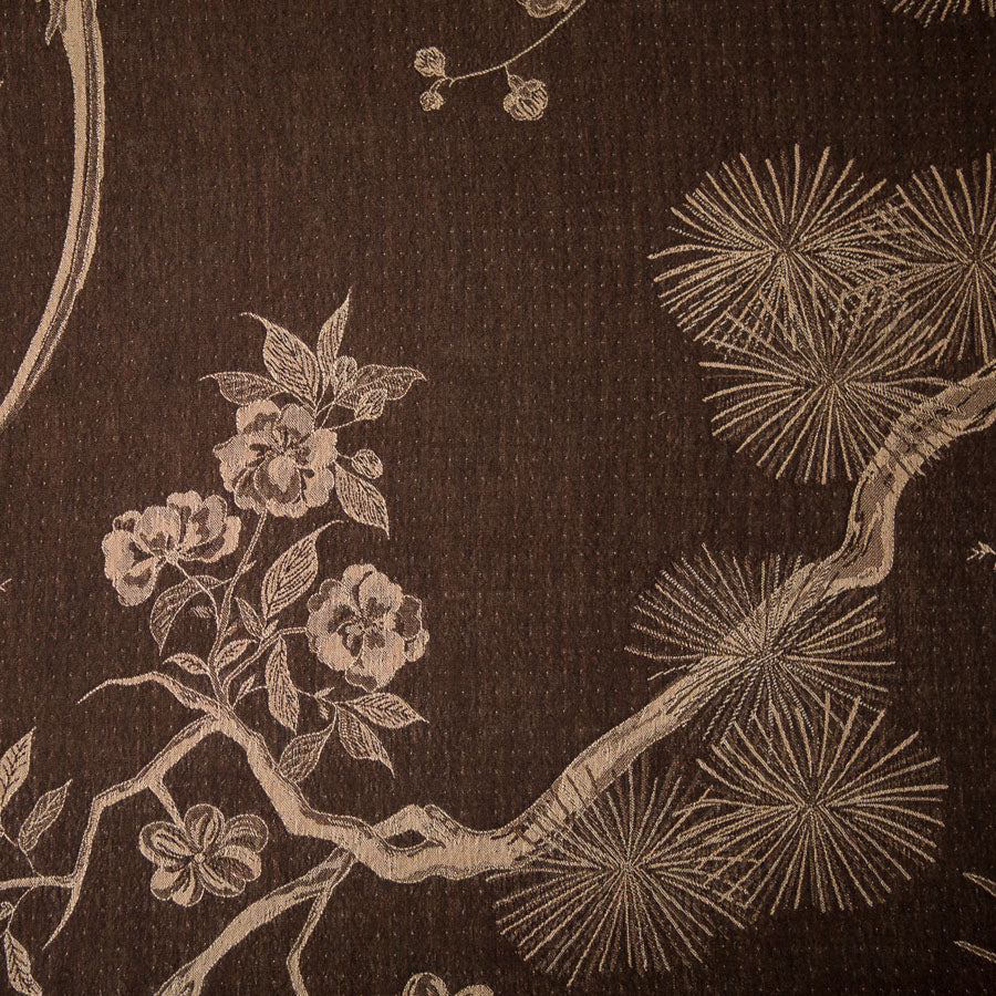 cashmere fabric in brown with flowers