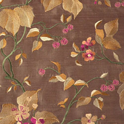 silk brown fabric with big floral pattern