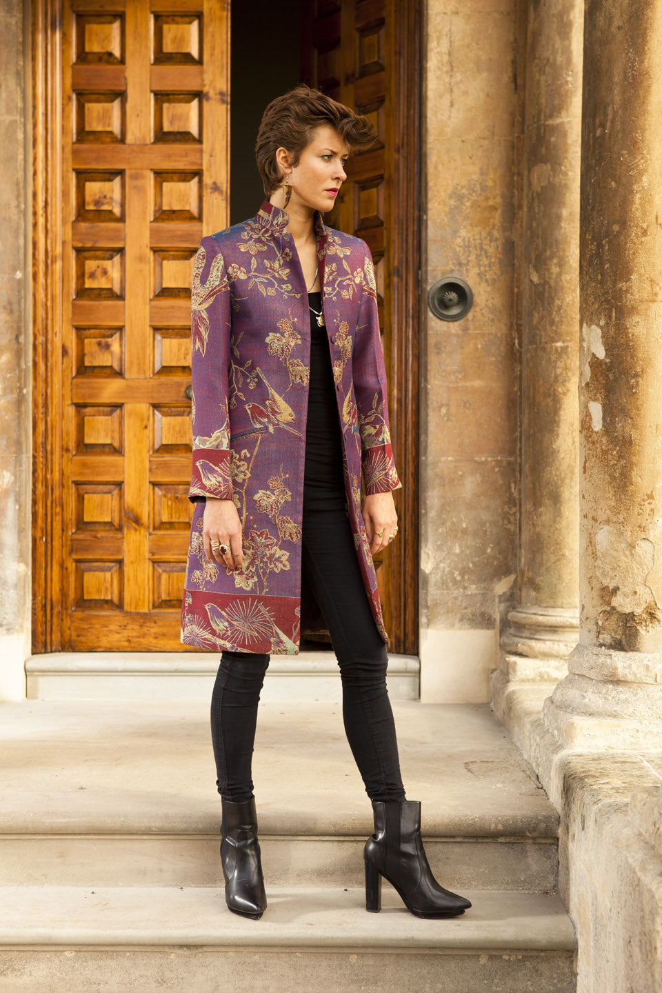 Felt Nehru Coat - Fuchsia main image 1