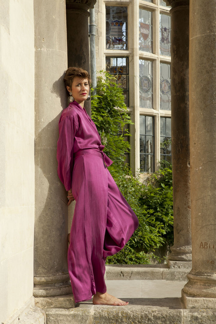 Silk Jumpsuit in Raspberry - Shibumi