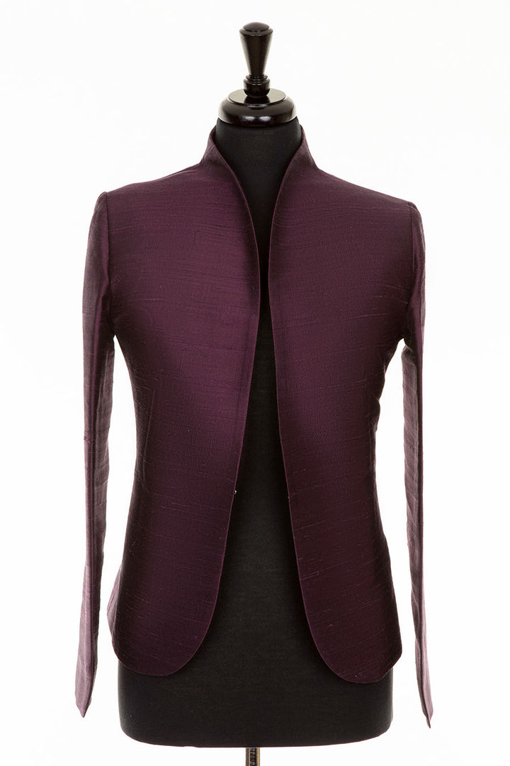 aubergine purple raw silk tailored jacket, women's wedding outfit, mother of the bride jacket