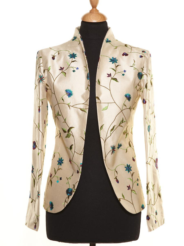 short jacket in cream colour with flowers