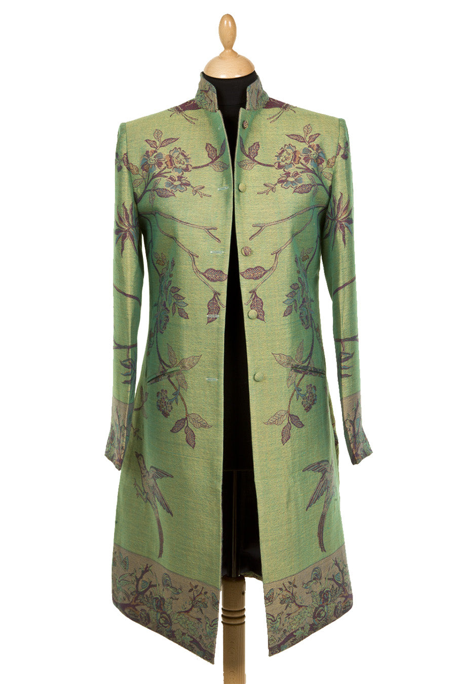 Nehru Coat in Dragonfly Green Women's Floral Coat in Green – Shibumi