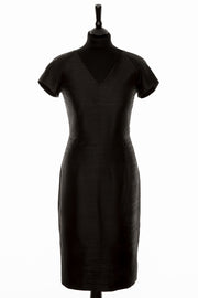 mature ladies dress in black. Raw silk shift elegant dress. 