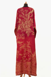 Shibumi Reversible Cashmere Dressing Gown in Cardinal Pink and Gold on the Reverse Side