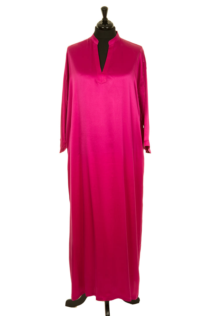 Long Silk pink summer dress. Women's maxi dress.