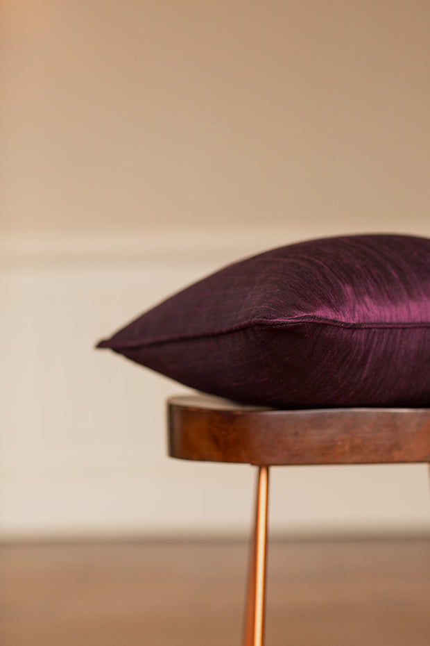 Medium Silk Cushion in Aubergine