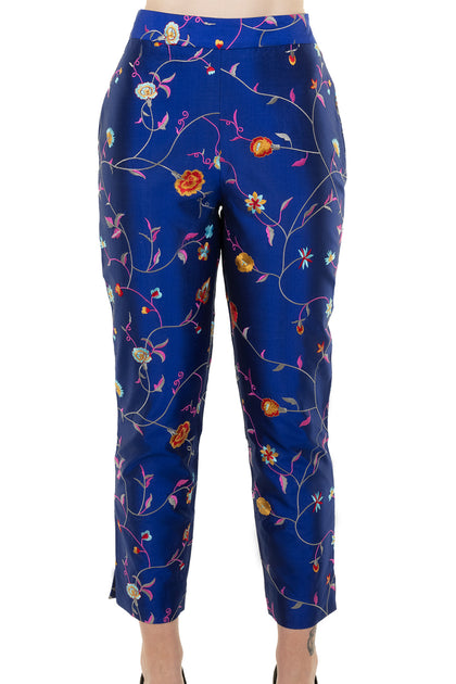Silk Cigarette Trousers in African Cobalt Shibumi