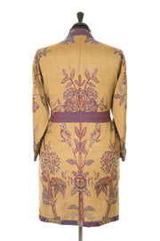 belted kimono jacket with flower pattern