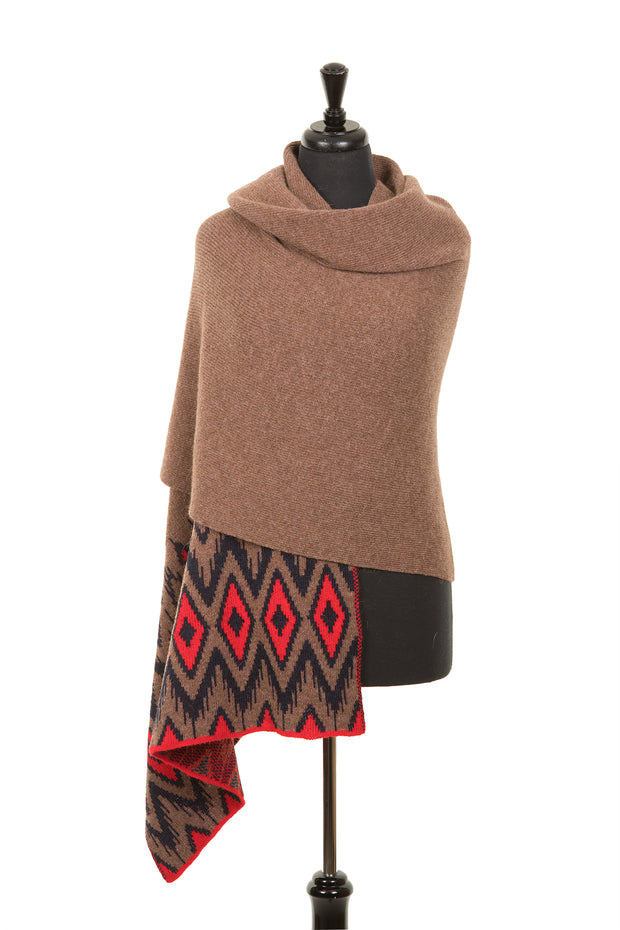 Ladies aztec red brown scarf. 