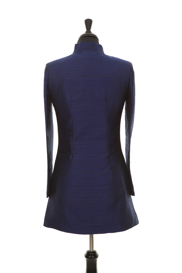 flattering shape dark blue women's jacket, plus size fashion