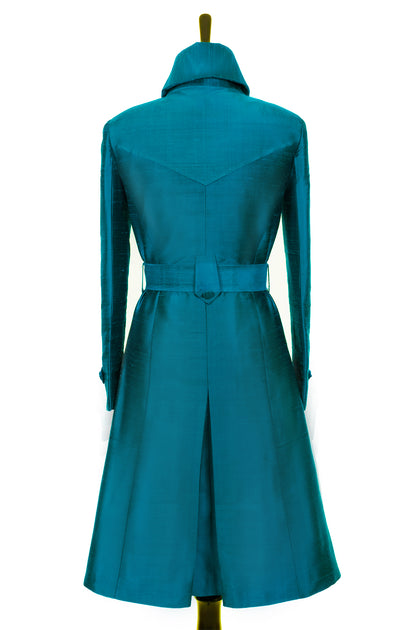 Teal trench coat womens outlet
