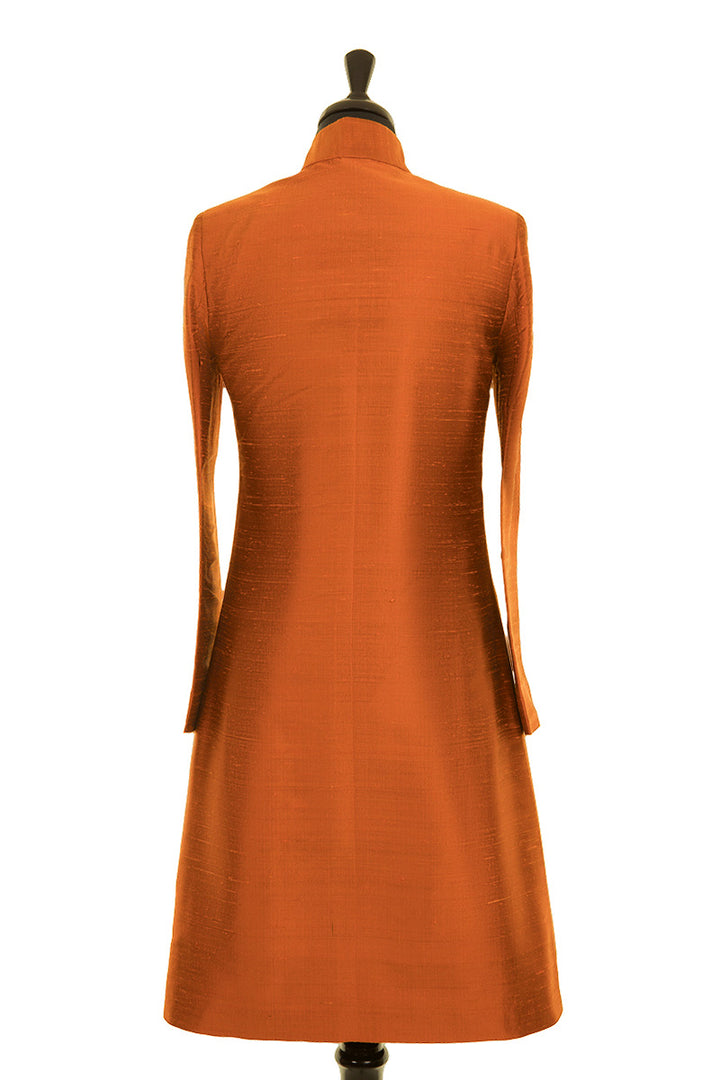 Raw silk orange coat for women. Wedding guest coat in orange.