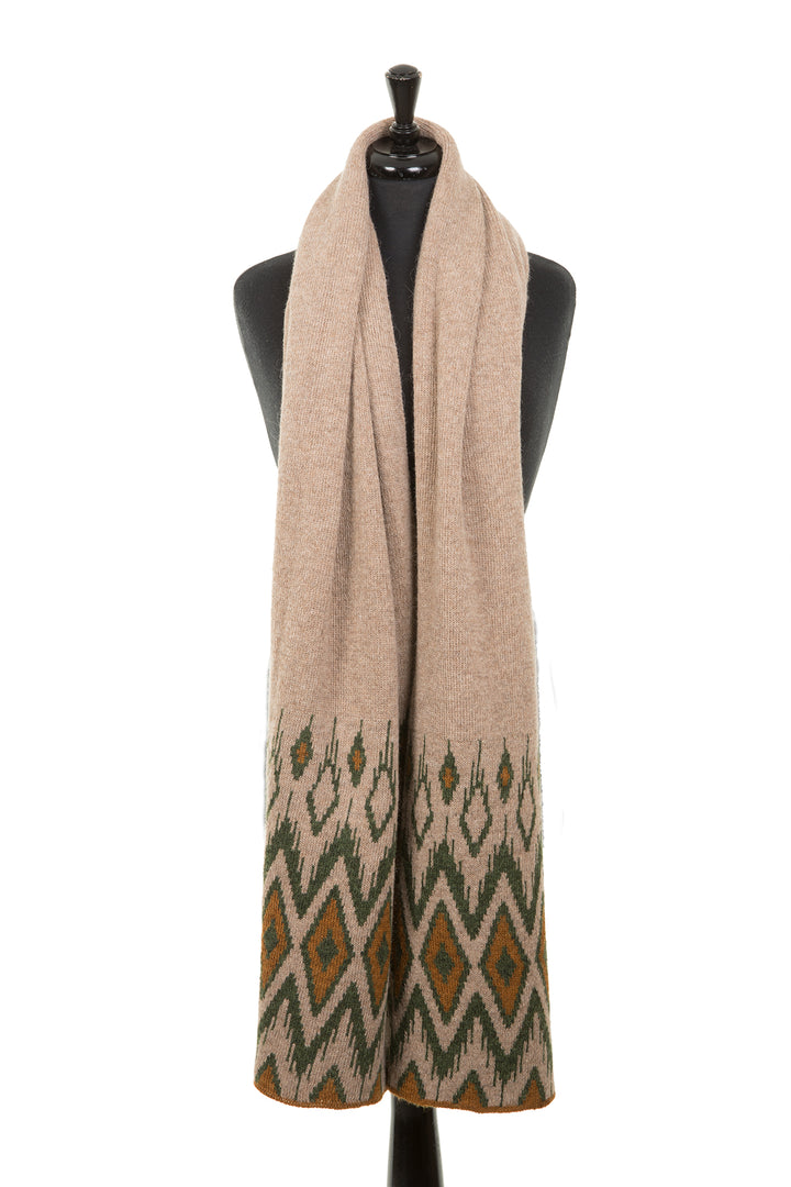 Long wool aztec pattern scarf.