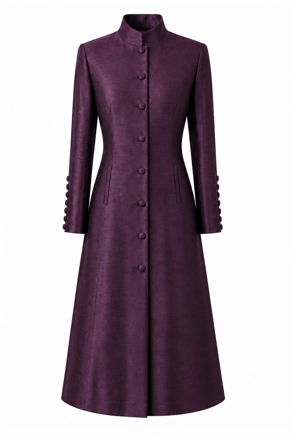 The Liberty Silk Coat in Aubergine