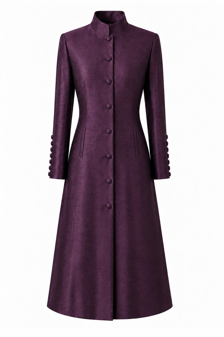 The Liberty Silk Coat in Aubergine