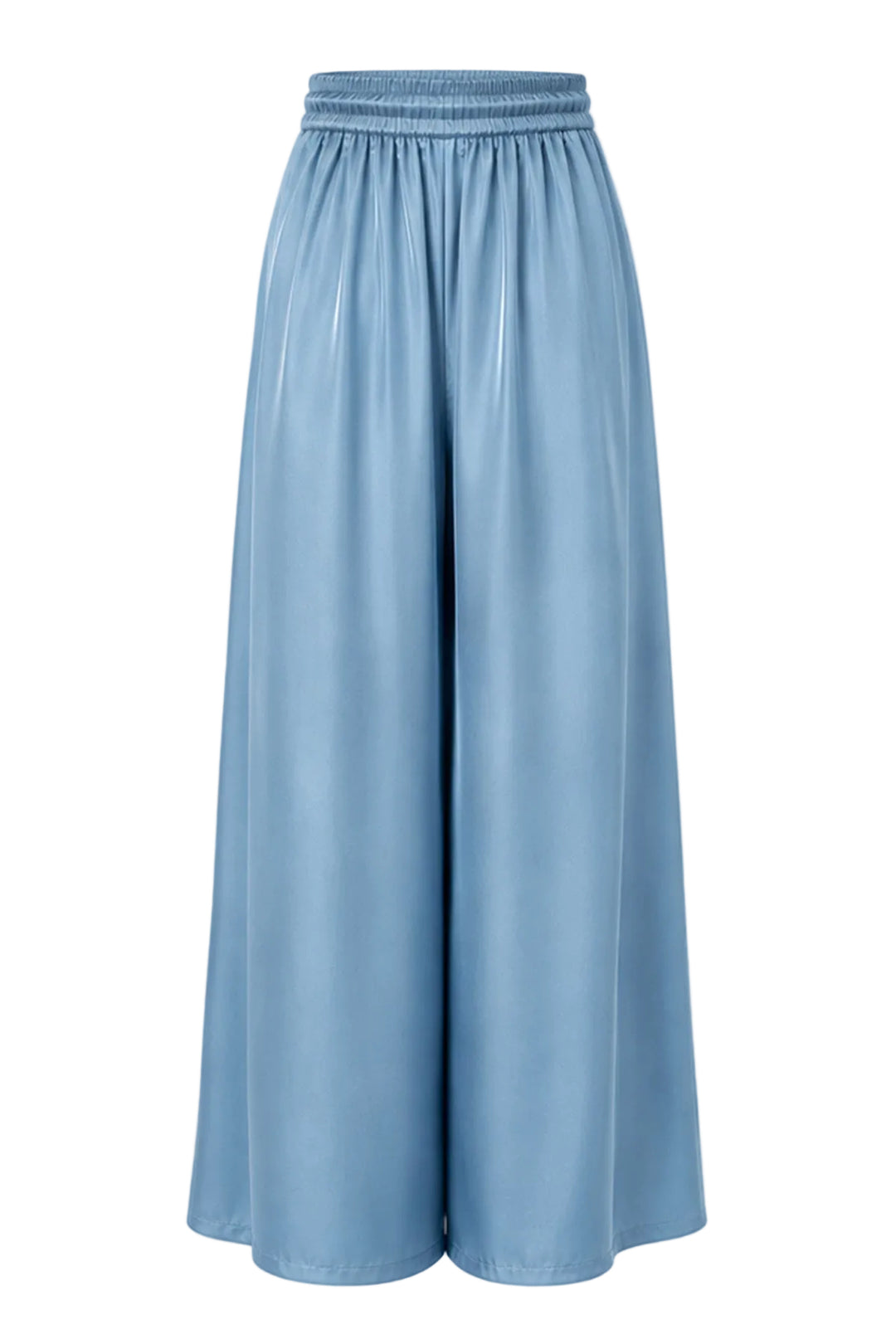 Silk Palazzo Pants in Dusty Blue