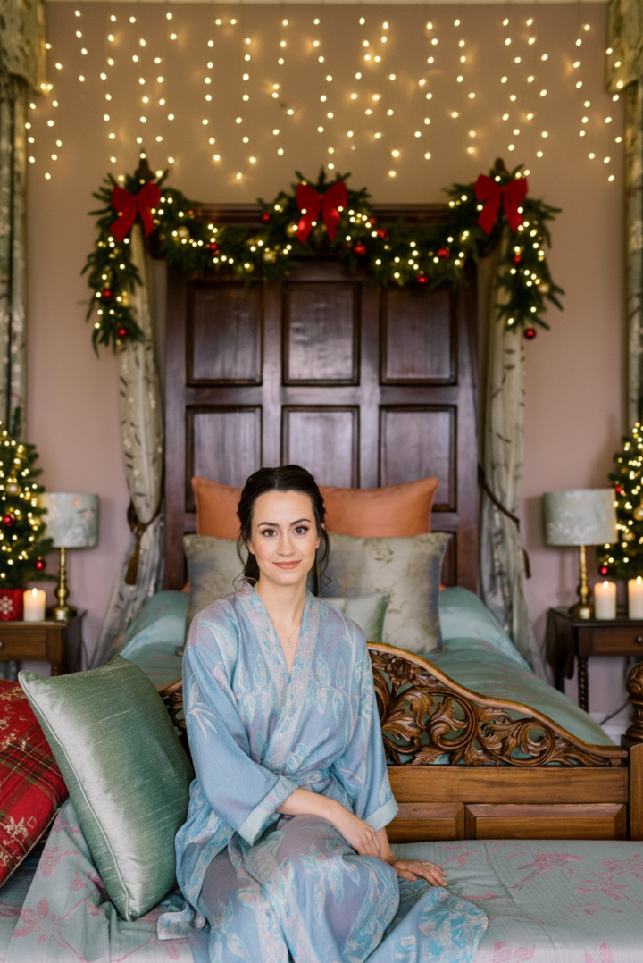 Reversible Dressing Gown in Pale Cyan