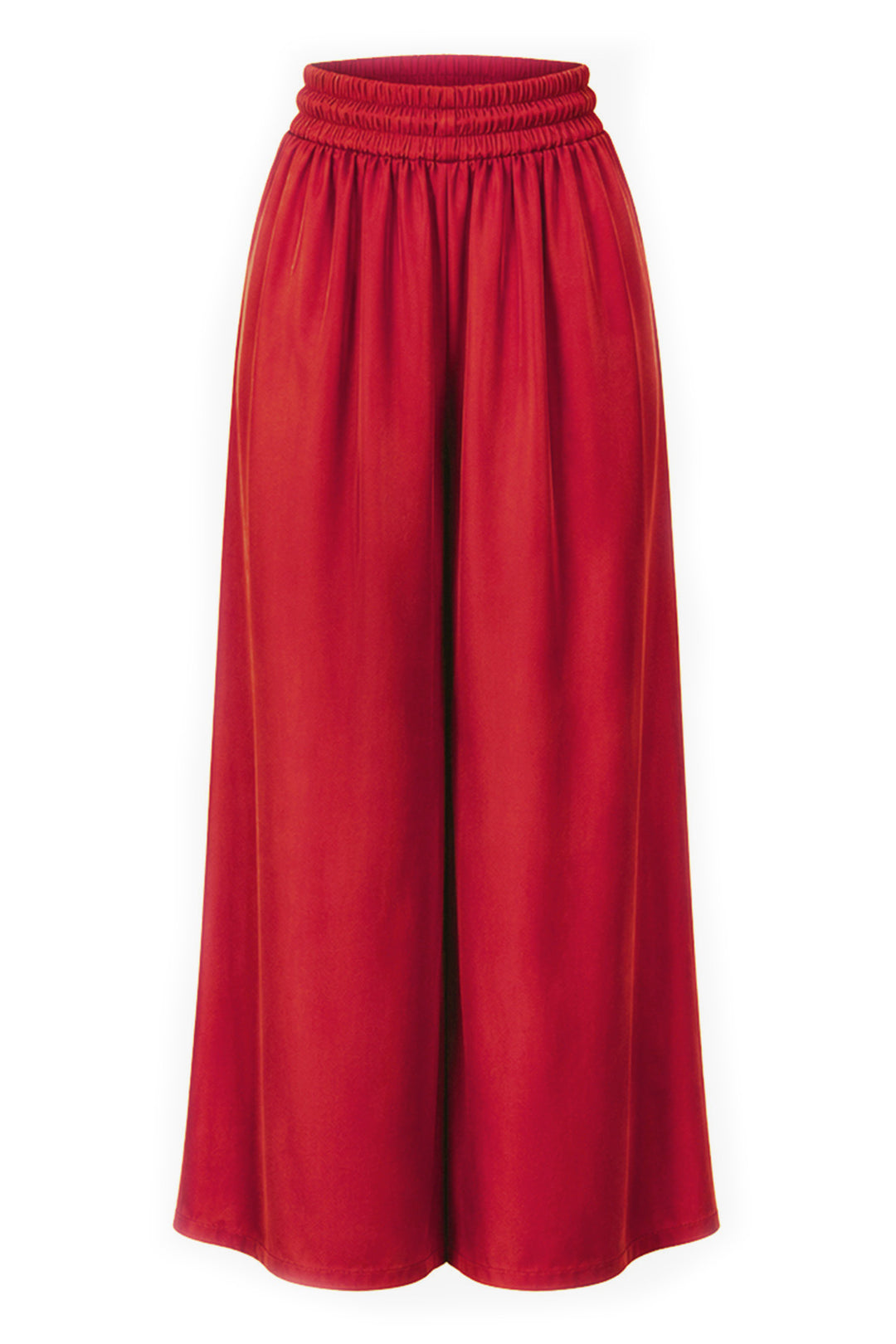 Silk Palazzo Pants in Lipstick Red