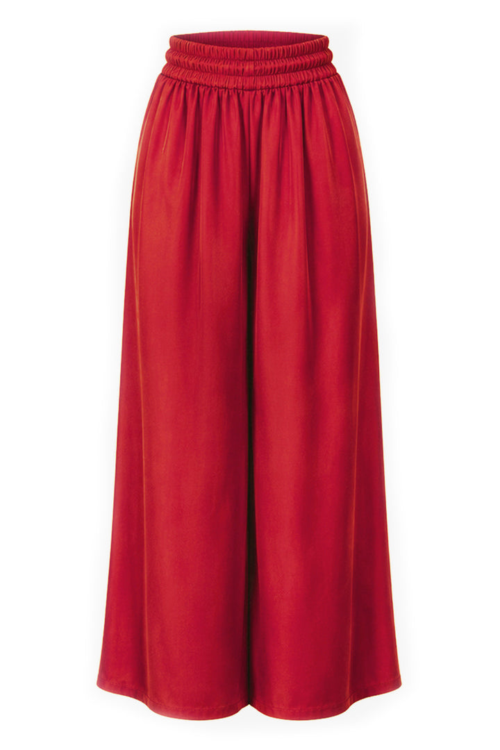 Silk Palazzo Pants in Lipstick Red