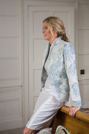 smart cashmere jacket, handmade cashmere, elegant wedding guest jacket