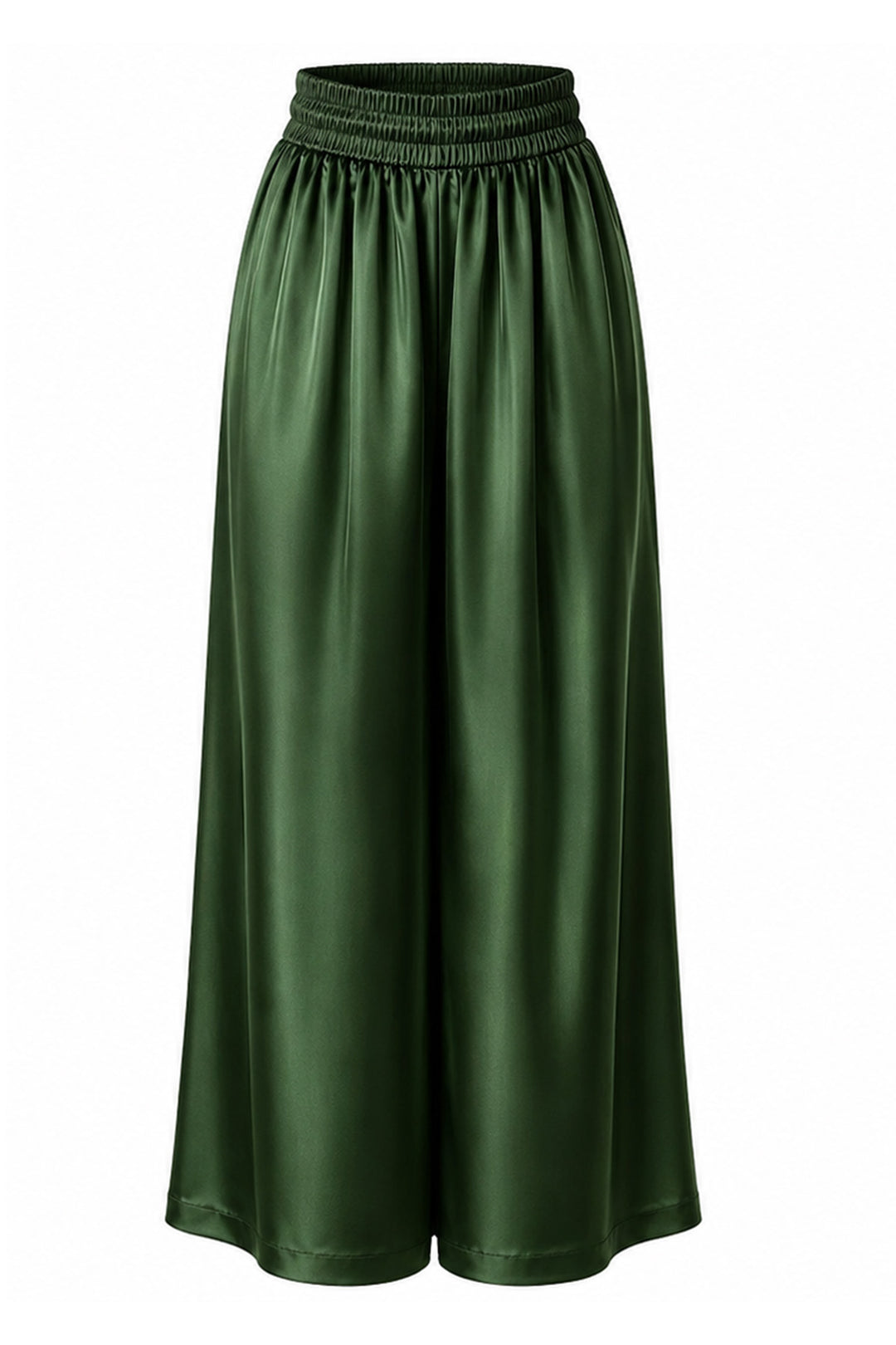 Silk Palazzo Pants in Deep Olive