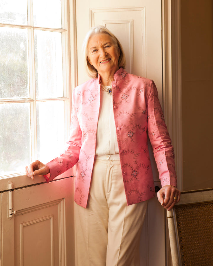 Short Nehru Jacket in Vintage Rose