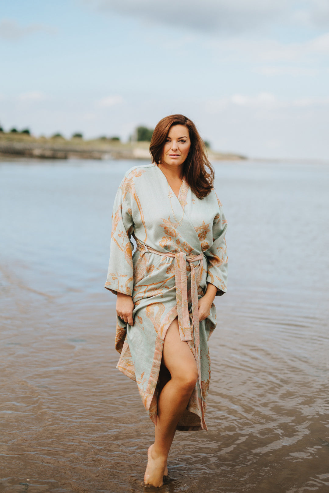 Reversible Dressing Gown in Eggshell - Floral Dressing Gown Shibumi Reversible Dressing Gown in Eggshell - Floral Dressing Gown Shibumi