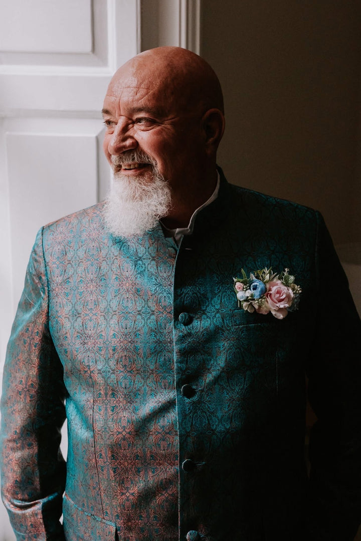 Mens Nehru Jacket in Royal Jacquard
