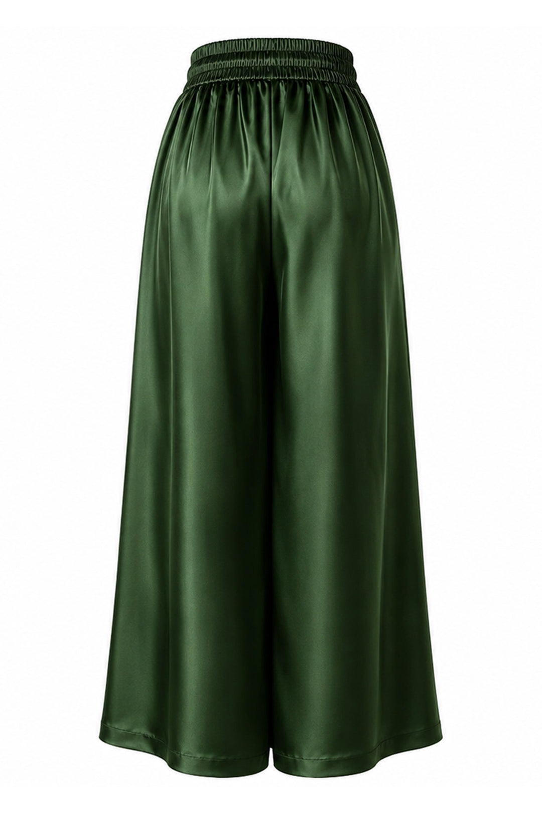 Silk Palazzo Pants in Deep Olive