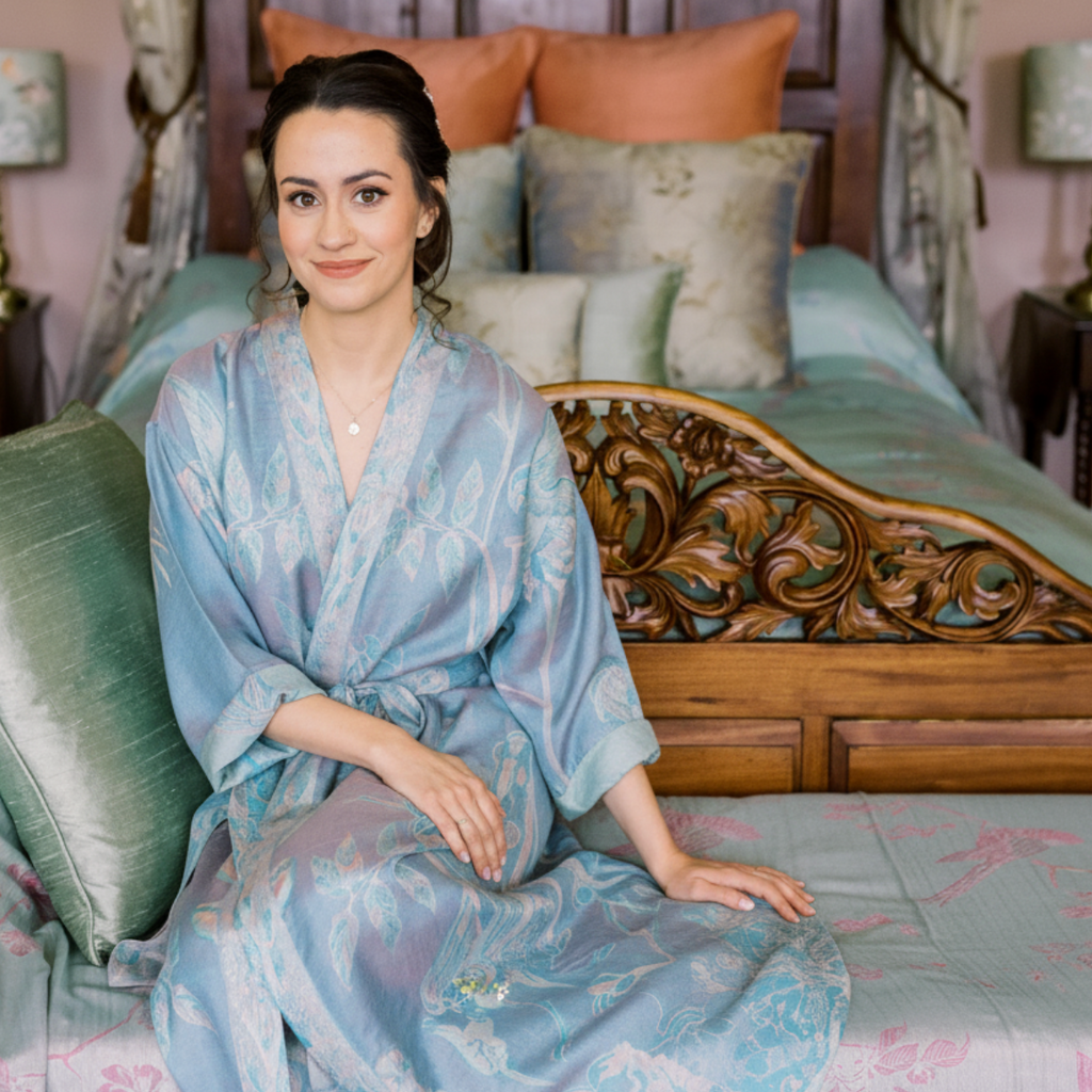 blue dressing gown Lightweight Blue Bathrobe