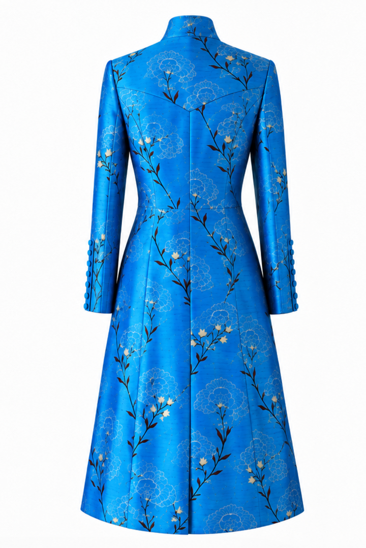 The Liberty Silk Coat in Brilliant Turquoise