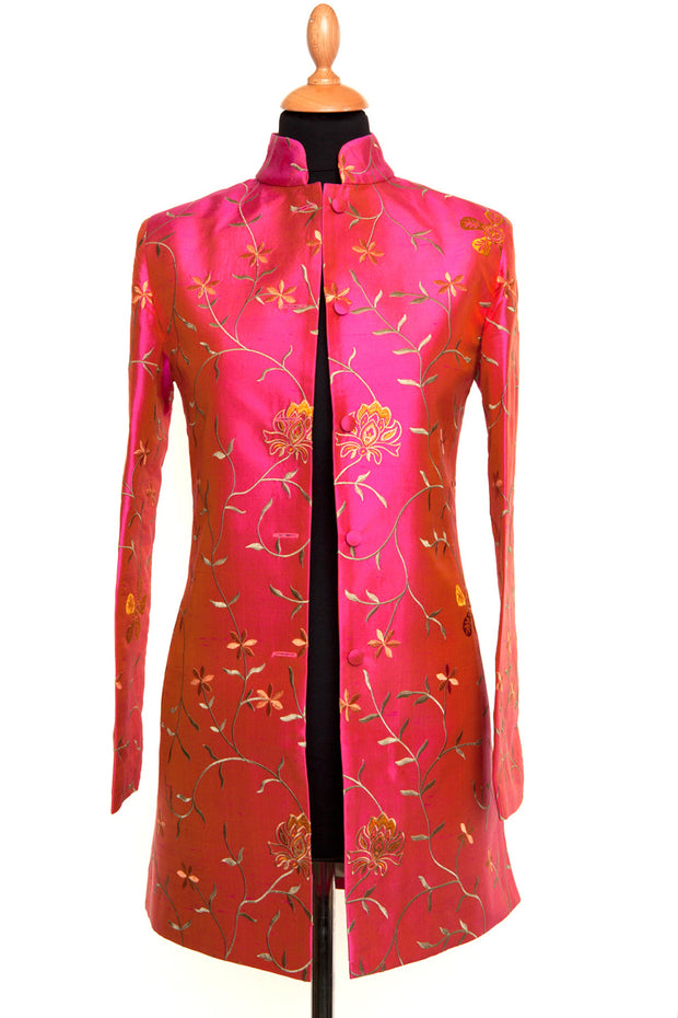 Long Nehru Jacket in Schiaparelli Pink